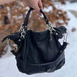 Coach Brooke Black Leather Convertible Bag w/ Perforated C 🖤